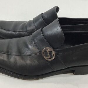 Men's Gucci Broadwick Interlocking GG Black Leather Slip On Loafers Size 9.5M